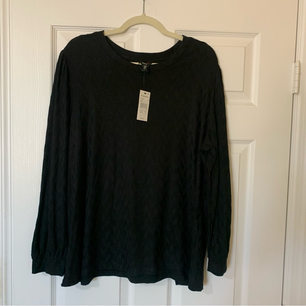 Intro. Black Long Sleeve Blouse Size 2X Minimalist Casual